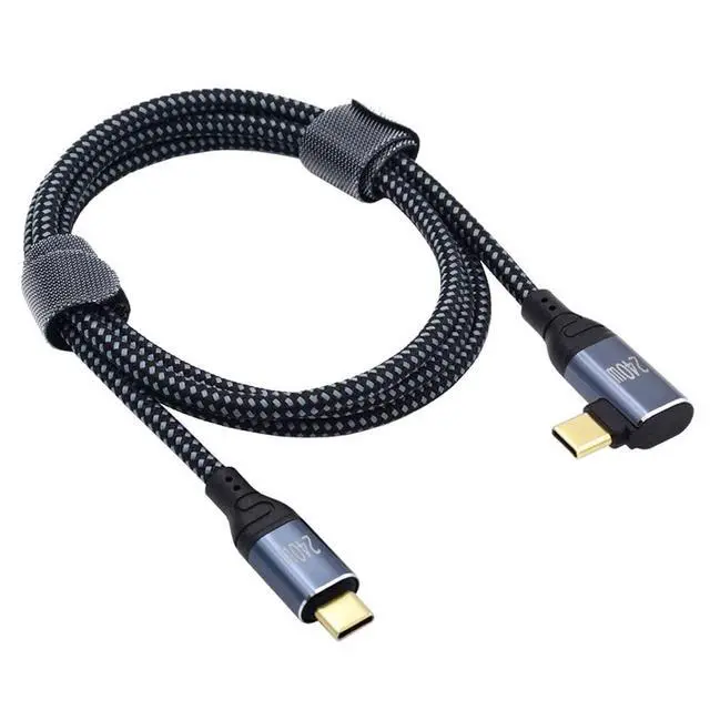 Alt view image 7 of 7 - USB-C 240W 480Mbps 48V 5A Type-C Cable Compatible with USB2.0 100W Charging Left Right Angled 90 Degree for Laptop Tablet 200cm