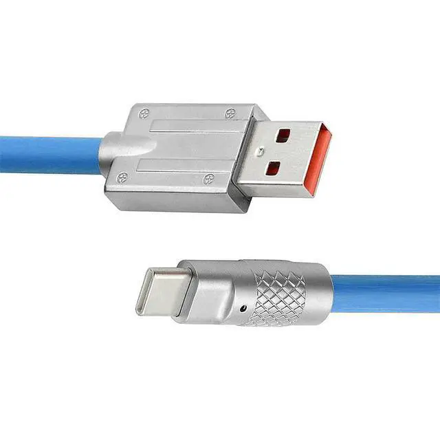 Alt view image 7 of 7 - Type A USB-A to USB-C Liquid Silicone Ultra Soft 120W Power USB2.0 Data Blue Cable Fast Charge for Laptop Tablet Phone 200CM