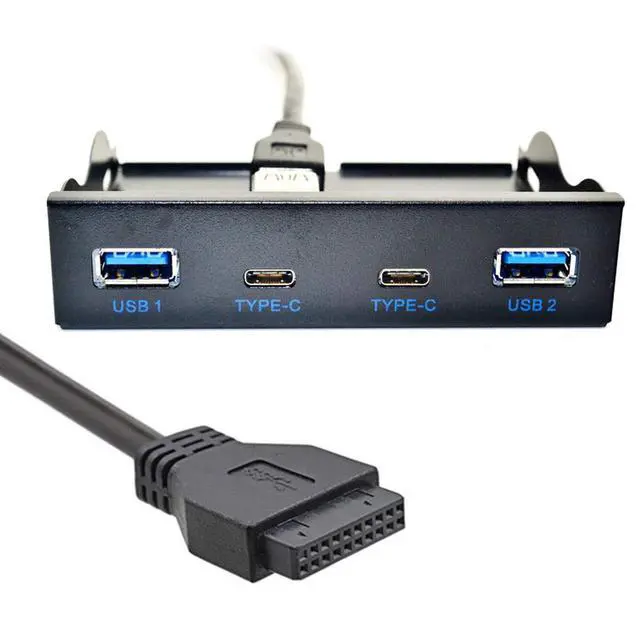 Alt view image 3 of 7 - USB-C & USB 3.0 HUB 4 Ports Front Panel to Motherboard 20Pin Connector Cable for 3.5" Floppy Bay