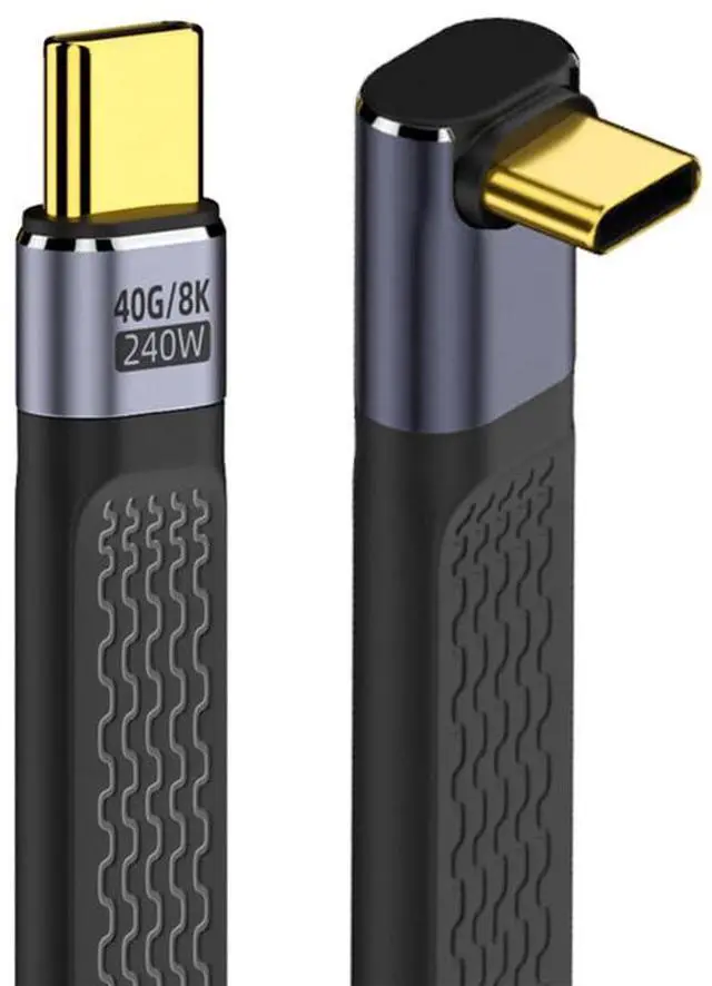 Main image of USB4 40Gbps 240W USB-C Type-C Male to Male 100W 8K Flat Slim FPC Data Cable Up Angled for Laptop Phone 13cm