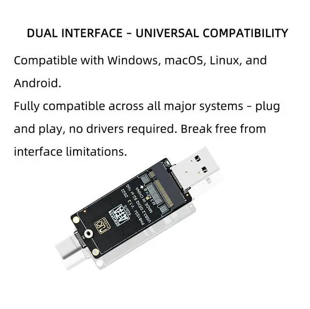 Alt view image 5 of 7 - PH815SJ M.2 SATA NGFF to USB A + USB C Dual-Header Adapter Board 6Gbps, External SSD Converter for B+MKey/B-Key 2242 SATA SSD, No Driver Required, for PC Laptop Phone