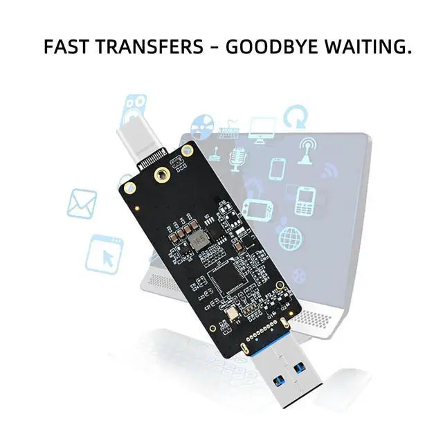 Alt view image 7 of 7 - PH815SJ M.2 SATA NGFF to USB A + USB C Dual-Header Adapter Board 6Gbps, External SSD Converter for B+MKey/B-Key 2242 SATA SSD, No Driver Required, for PC Laptop Phone