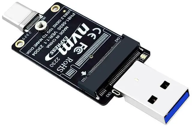 Main image of PH81-583S M.2 to USB-A USB-C Dual-Header Adapter Board 10Gbps with JMS583 Chip Compatible with M.2 NVMe Protocol 2230 SSD Enclosure