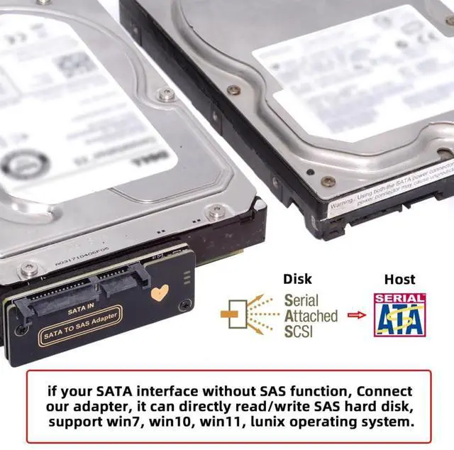 Alt view image 7 of 7 - SAS to SATA 29Pin SFF-8482 to 7+15 22Pin Hard Disk Drive Raid Adapter with Chipset and Power Port