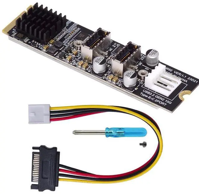 Main image of Dual Type-E 20pin 10Gbps USB 3.1 Front Panel Socket to NVME NGFF M-Key Express Card Adapter for Motherboard