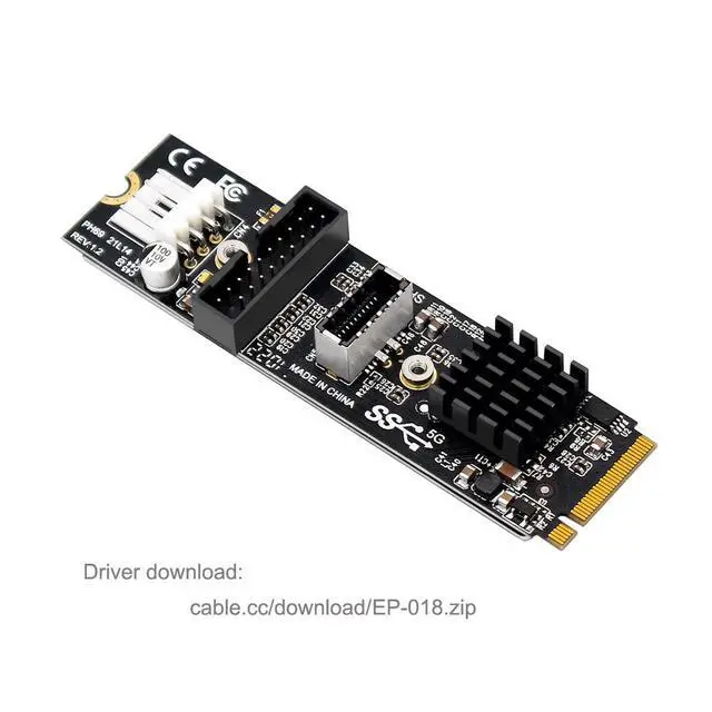 Alt view image 6 of 7 - 5Gbps Type-E USB 3.1 Front Panel Socket & USB 2.0 to NVME NGFF M-Key Express Card VL805 Adapter for Motherboard