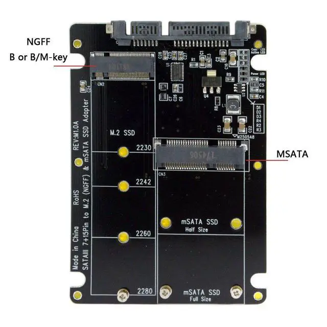 Alt view image 3 of 6 - 2 in 1 Combo M.2 NGFF B-key & mSATA SSD to SATA 3.0 Adapter Converter Case Enclosure