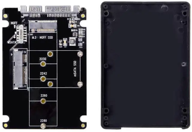 Main image of Combo M.2 NGFF B-Key & mSATA SSD to SATA 3.0 Adapter Converter Case Enclosure with Switch