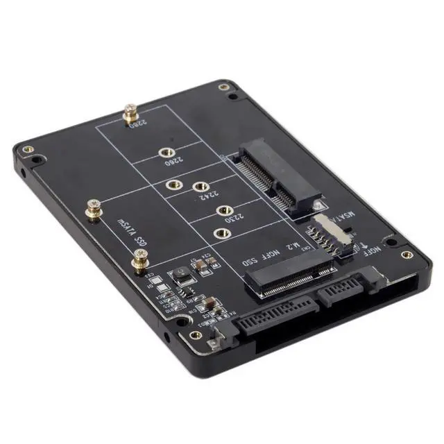 Alt view image 2 of 7 - Combo M.2 NGFF B-Key & mSATA SSD to SATA 3.0 Adapter Converter Case Enclosure with Switch