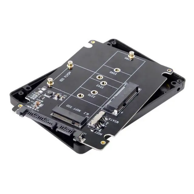 Alt view image 5 of 7 - Combo M.2 NGFF B-Key & mSATA SSD to SATA 3.0 Adapter Converter Case Enclosure with Switch