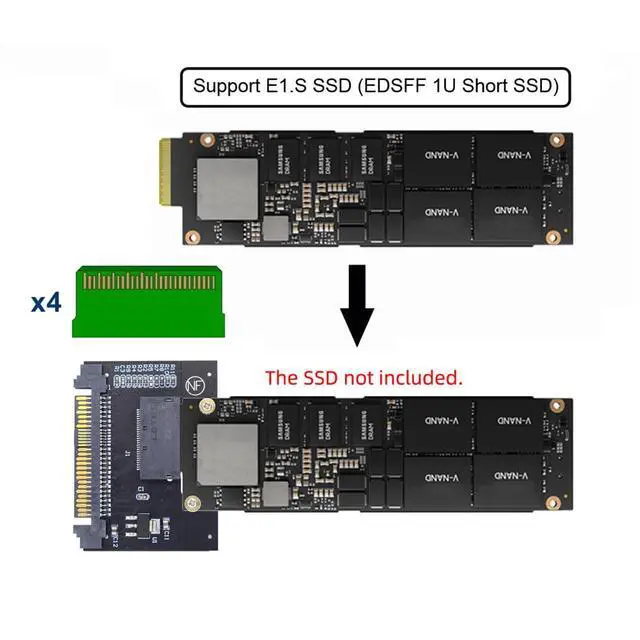 Alt view image 7 of 7 - SFF-8639 U.2 Host Adapter to NVMe Ruler 1U GEN-Z EDSFF Short SSD P4511 E1.S Carrier Adapter