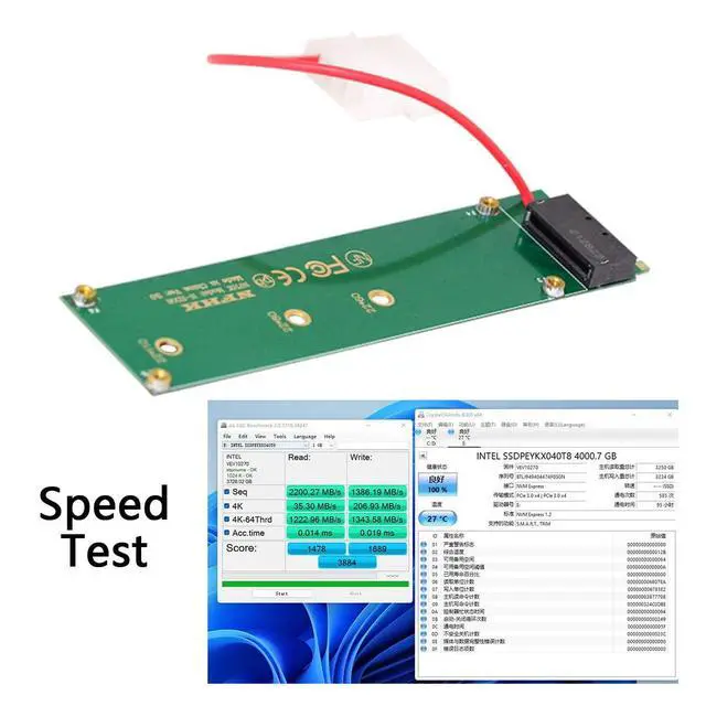 Alt view image 2 of 7 - Ruler 1U GEN-Z EDSFF Short SSD E1.S to NVMe NGFF M-Key 4X Host Carrier Adapter with Power