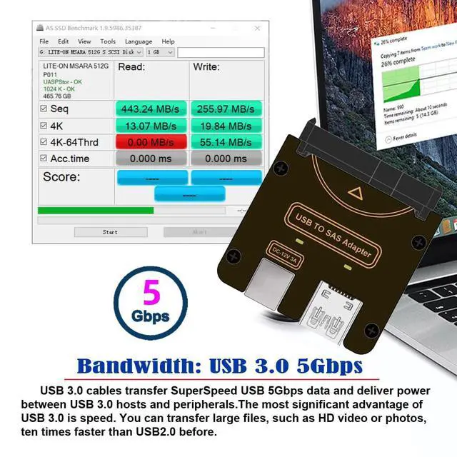 Alt view image 5 of 7 - 29Pin SFF-8482 SAS to 5Gbps USB Type-C & Type-A Hard Disk Drive Raid Adapter with Chipset and Power Port (Need 12V/3A Power Supply)