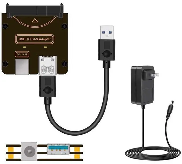 Main image of 29Pin SFF-8482 SAS to USB 3.0 5Gbps Hard Disk Drive Raid Adapter with Chipset and Power Port (Need 12V/3A Power Supply)