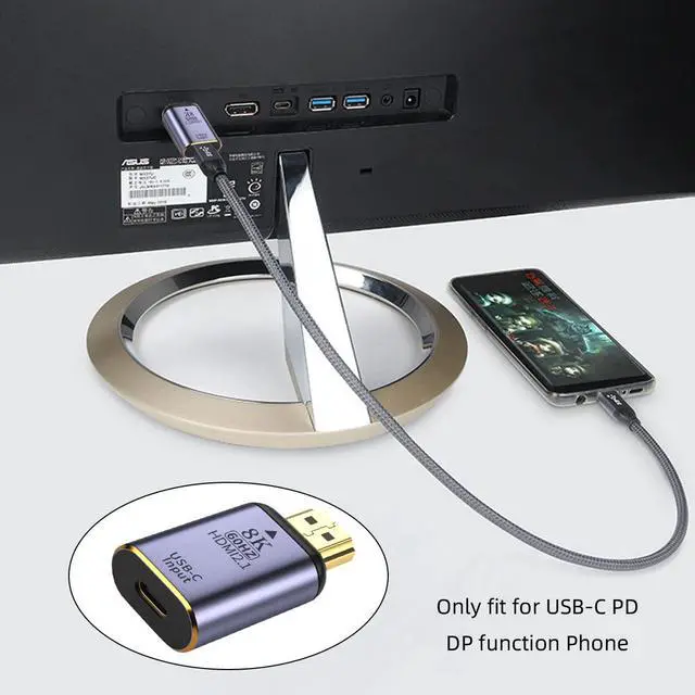 Alt view image 6 of 7 - USB-C Type C Female Source to HDMI Sink HDTV Adapter 8K@60hz 4K@120hz for Tablet & Phone & Laptop