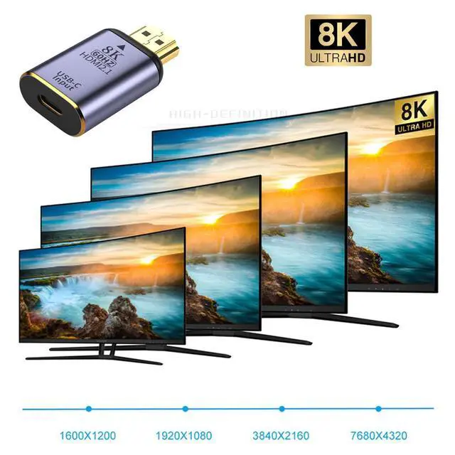 Alt view image 7 of 7 - USB-C Type C Female Source to HDMI Sink HDTV Adapter 8K@60hz 4K@120hz for Tablet & Phone & Laptop