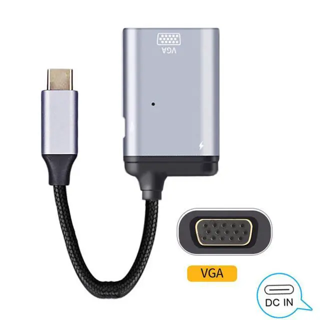 Alt view image 3 of 7 - USB-C Type C to VGA RGB Converter HDTV Adapter 60hz 1080p with Female PD Power Port