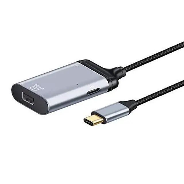 Alt view image 2 of 6 - USB-C Type C to Mini DP Displayport Monitor Converter Adapter 4K 2K 60hz with Female PD Power Port
