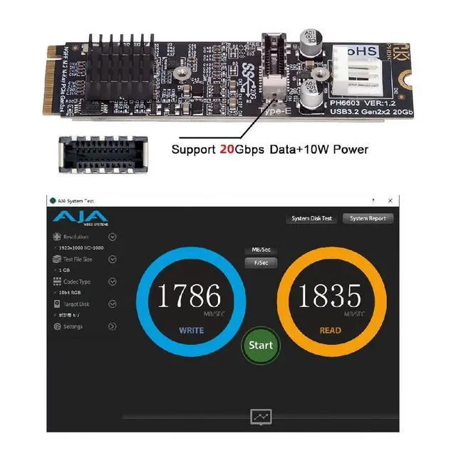 Alt view image 7 of 7 - 20Gbps USB 3.1 Front Panel Socke Type-E t to M-Key NVME NGFF Express Card Adapter for Motherboard ASM3242 Chipset