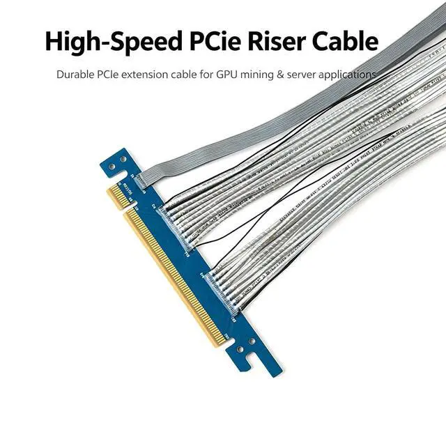 Alt view image 3 of 6 - PCIe 5.0 GPU High-Speed Riser Cable, 270° Connector, for Vertical GPU Mount & Server SAS, 26cm (10.2 in), Full Speed x16, PCIe 5.0/4.0/3.0 Compatible