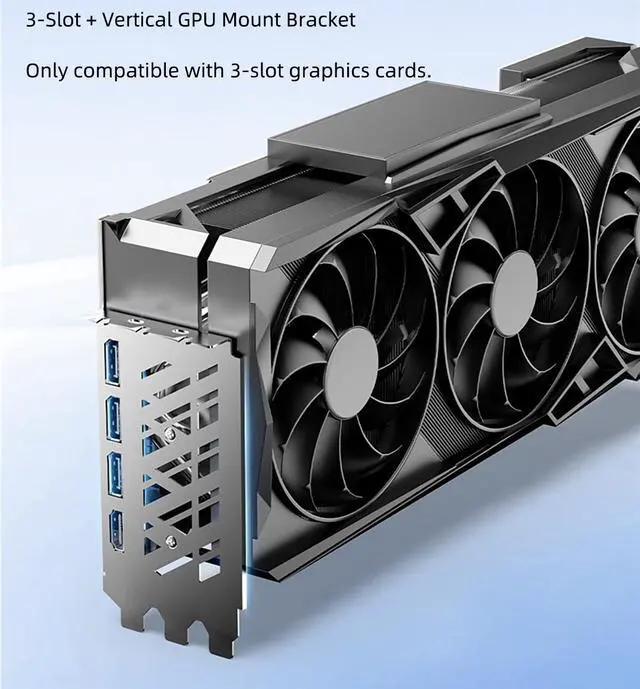 Alt view image 6 of 7 - PCIe x16 Vertical GPU Mount Bracket 90 Degree 2 Slot Graphics Card Case Support PCIe 4.0 for Mid Tower Chassis (White)