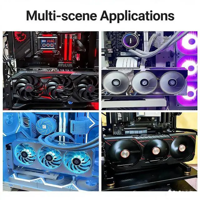 Alt view image 5 of 7 - PCIe x16 Vertical GPU Mount Bracket 90 Degree 2 Slot Graphics Card Case Support PCIe 4.0 for Mid Tower Chassis (White)