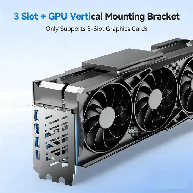 Alt view image 3 of 7 - PCIe x16 Vertical GPU Expansion Cable with Bracket 3-Slot 90 Degree Graphics Card Case Support ATX MATX EATX Chassis (PCIe 3.0, 35 cm / 13.78 inch)