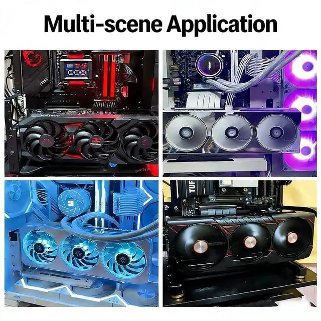 Alt view image 6 of 7 - PCIe x16 Vertical GPU Expansion Cable with Bracket 3-Slot 90 Degree Graphics Card Case Support ATX MATX EATX Chassis (PCIe 3.0, 35 cm / 13.78 inch)
