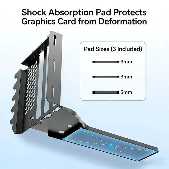 Alt view image 6 of 7 - PCIe x16 Vertical GPU Mount Bracket 3-Slot 90 Degree Graphics Card Case Support PCIe 4.0 for ATX MATX EATX Chassis (White)