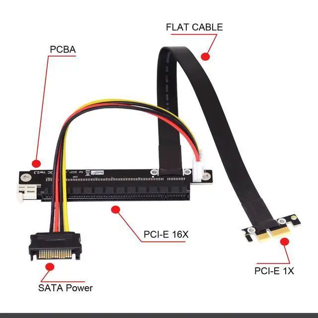 Alt view image 3 of 7 - PCI-E Gen3.0 1x to 16x Riser Cable 30cm PCI-Express PCI-E X16 Extender Right Angled Elbow Design (0.3M)