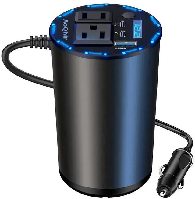 Main image of 12V Car Power Inverter 200W DC to AC 110V Converter with PD 45W USB-C & QC3.0 Fast Charging, Dual AC Outlets, Smart Cooling Fan, Multi-Protection for Phone, Tablet, Laptop, Car Fridge