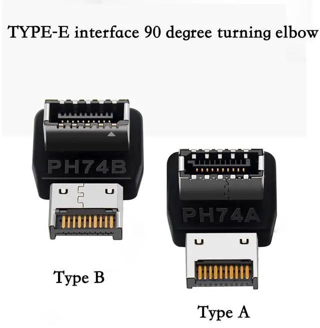 Alt view image 3 of 7 - USB 3.2 Type-E 90 Degree Front Panel Socket, Vertical USB C Header Adapter Converter for Computer Motherboard (PH74A+PH74B)