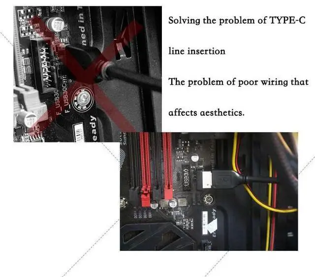 Alt view image 4 of 7 - USB 3.2 Type-E 90 Degree Front Panel Socket, Vertical USB C Header Adapter Converter for Computer Motherboard (PH74A+PH74B)