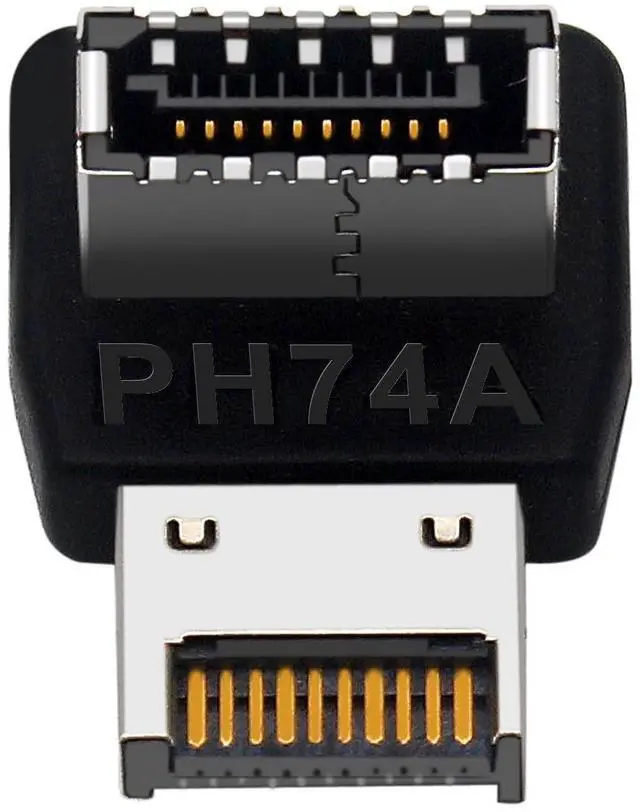 Alt view image 6 of 7 - USB 3.2 Type-E 90 Degree Front Panel Socket, Vertical USB C Header Adapter Converter for Computer Motherboard (PH74A+PH74B)