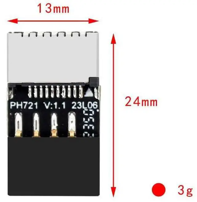 Alt view image 7 of 7 - PH721 Motherboard USB2.0 9PIN to Type-E Adapter Male to Famale Connector USB C Front Panel Socket (6Pcs)