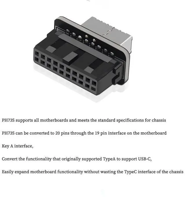 Alt view image 5 of 5 - PH73S USB Front Panel Adapter 10Gbps Type-E USB 3.0 Front 19PIN to 3.1 USB C Header Support for Motherboard with USB 3.0 USB3.1 19PIN Interface (6)