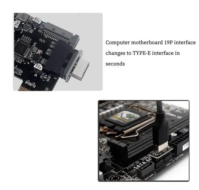 Alt view image 4 of 5 - PH73S USB Front Panel Adapter 10Gbps Type-E USB 3.0 Front 19PIN to 3.1 USB C Header Support for Motherboard with USB 3.0 USB3.1 19PIN Interface (6)