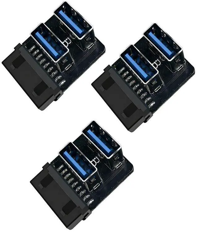 Main image of PH724 USB 3.0 19 Pin Header to Dual Type A Adapter 90 Degree Front Panel USB A Expansion Converter Compatible with Motherboard Internal USB 3 Header (PH724A 3pcs)