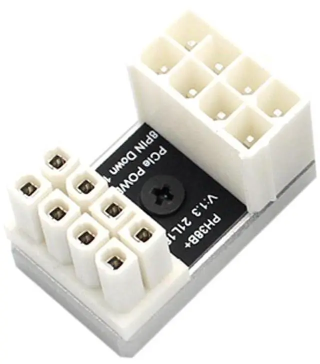 Main image of PH38 CPU 8P Power Adapter with Heatsink Male to Female Header 180 Degree Socket Buckle for Desktop Chassis CPU Wiring Beautification (PH38B-C2 Sliver, 1piece)