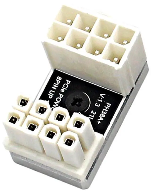 Main image of PH38 CPU 8P Power Adapter with Heatsink Male to Female Header 180 Degree Socket Buckle for Desktop Chassis CPU Wiring Beautification (PH38A-C2 Silver, 1piece)
