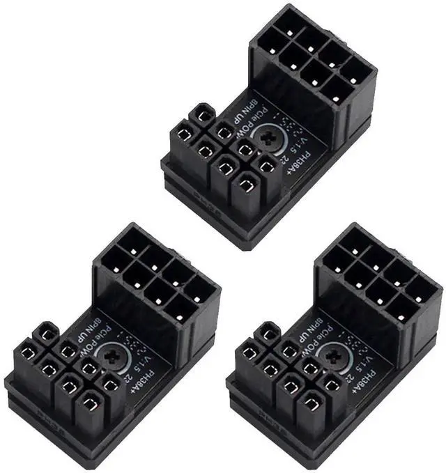 Main image of PH38 CPU 8P Power Adapter with Heatsink Male to Female Header 180 Degree Socket Buckle for Desktop Chassis CPU Wiring Beautification (PH38A-C2 Black, 3pcs)