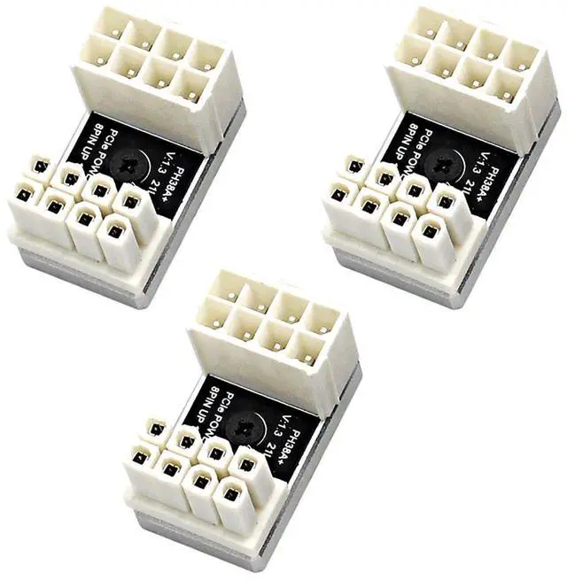 Main image of PH38 CPU 8P Power Adapter with Heatsink Male to Female Header 180 Degree Socket Buckle for Desktop Chassis CPU Wiring Beautification (PH38A-C2 Silver, 3pcs)