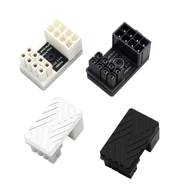 Alt view image 6 of 7 - PH38 CPU 8P Power Adapter with Heatsink Male to Female Header 180 Degree Socket Buckle for Desktop Chassis CPU Wiring Beautification (PH38B-C2 Sliver, 1piece)