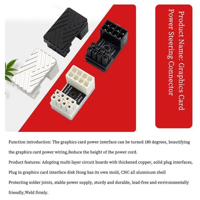 Alt view image 7 of 7 - PH38 CPU 8P Power Adapter with Heatsink Male to Female Header 180 Degree Socket Buckle for Desktop Chassis CPU Wiring Beautification (PH38B-C2 Sliver, 1piece)