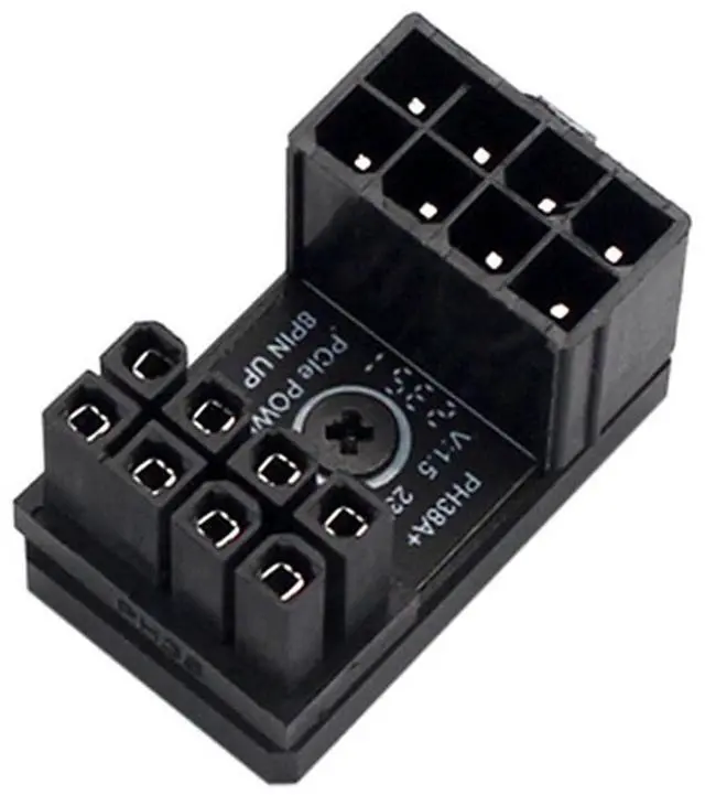 Main image of PH38 CPU 8P Power Adapter with Heatsink Male to Female Header 180 Degree Socket Buckle for Desktop Chassis CPU Wiring Beautification (PH38A-C2 Black, 1piece)