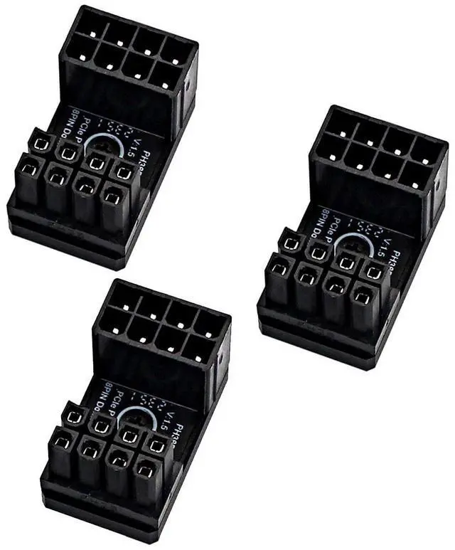 Main image of PH38 CPU 8P Power Adapter with Heatsink Male to Female Header 180 Degree Socket Buckle for Desktop Chassis CPU Wiring Beautification (PH38B-C2 Black, 3pcs)