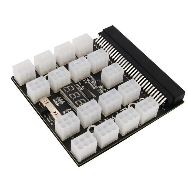 Main image of 64 Pin to ATX 6 Pin GPU Power Adapter 12V Server Power Supply Breakout Board with LED Voltage Display (17Port 6pin)