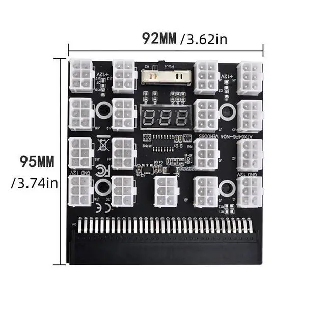 Alt view image 6 of 7 - 64 Pin to ATX 6 Pin GPU Power Adapter 12V Server Power Supply Breakout Board with LED Voltage Display (17Port 6pin)