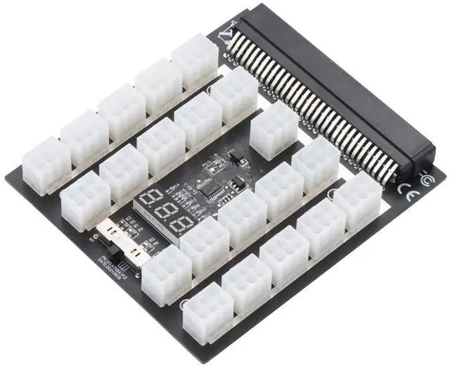 Main image of 64 Pin to ATX 6 Pin GPU Power Adapter 12V Server Power Supply Breakout Board with LED Voltage Display (21Port 6pin)