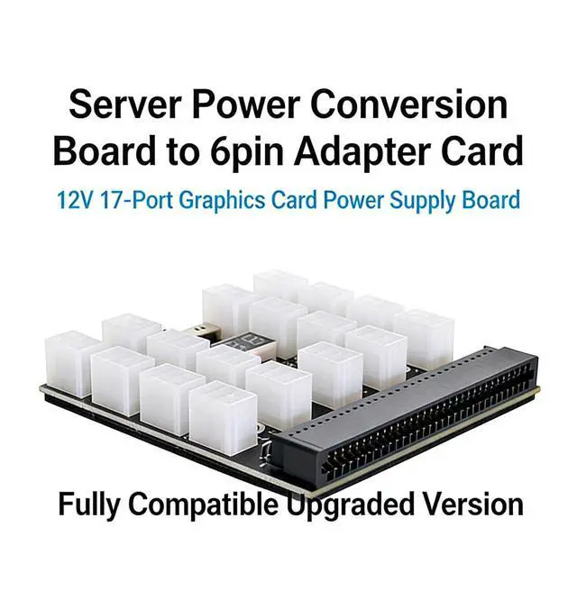Alt view image 7 of 7 - 64 Pin to ATX 6 Pin GPU Power Adapter 12V Server Power Supply Breakout Board with LED Voltage Display (17Port 6pin)